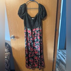 Altar’d Stars dark green and pink floral dress